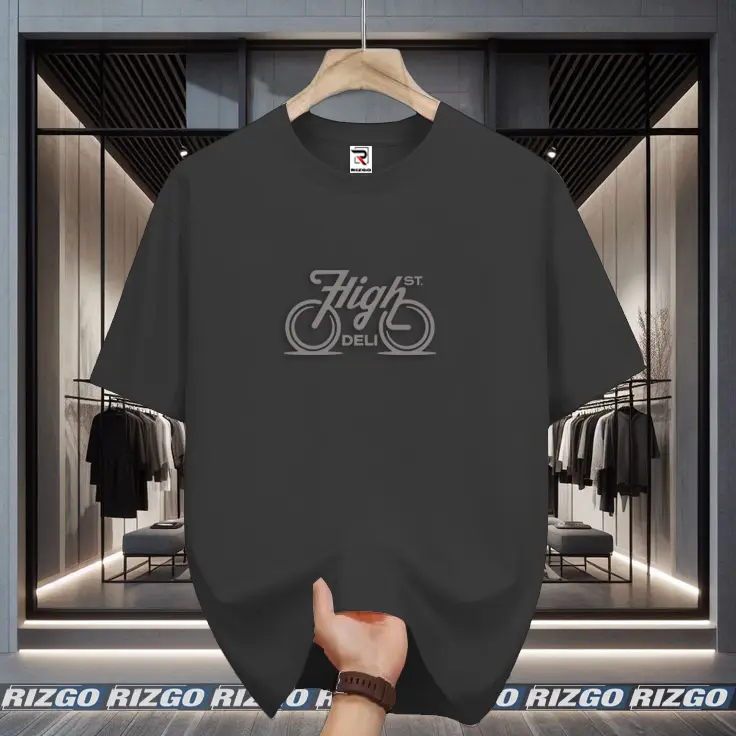 Rizgo Kaos Pendek Higs St Motif Silver Casual Bahan Katun 24s Tebal Nyaman Pria Wanita Oblong Unisex