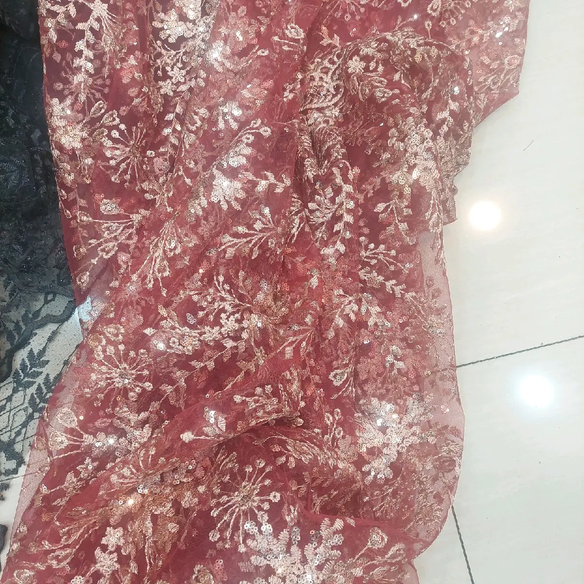 tulle full payet merah premium