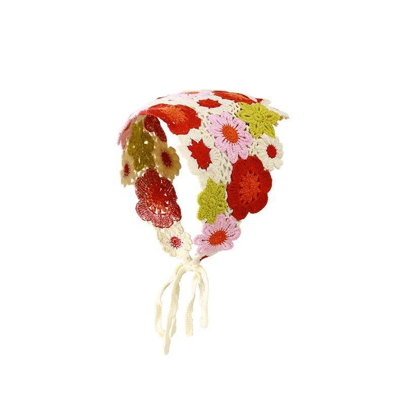 Product Introduction of Fashion Sweet hand -woven flower -shaped women's headscarf 8