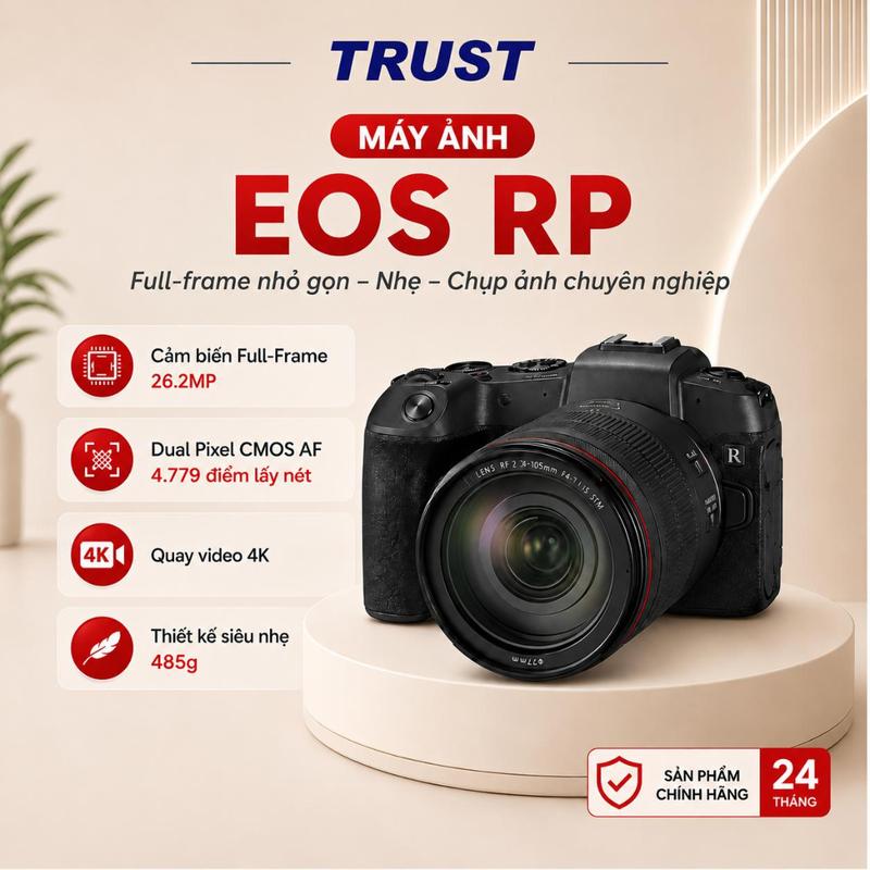 Máy ảnh EOS RP Body Only, Full Frame Mirrorless 26.2MP Quay 4K