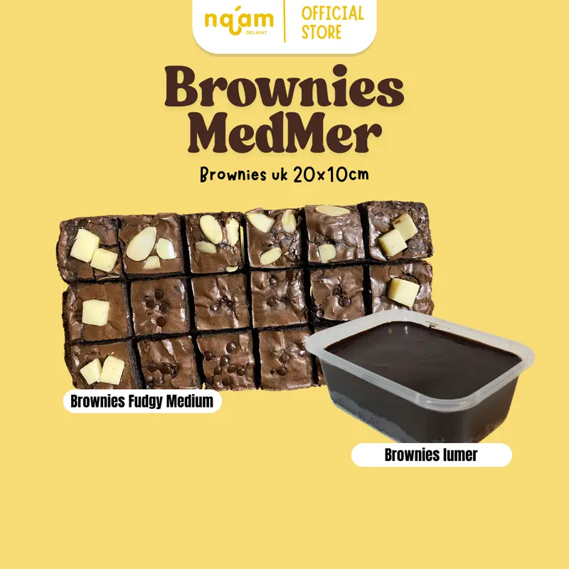 [ Buy 1 get 2 ] BROWNIES FUDGY MEDIUM FULL TOPPING DAN LUMER BY NA'AM - 3 BROWNIES 0