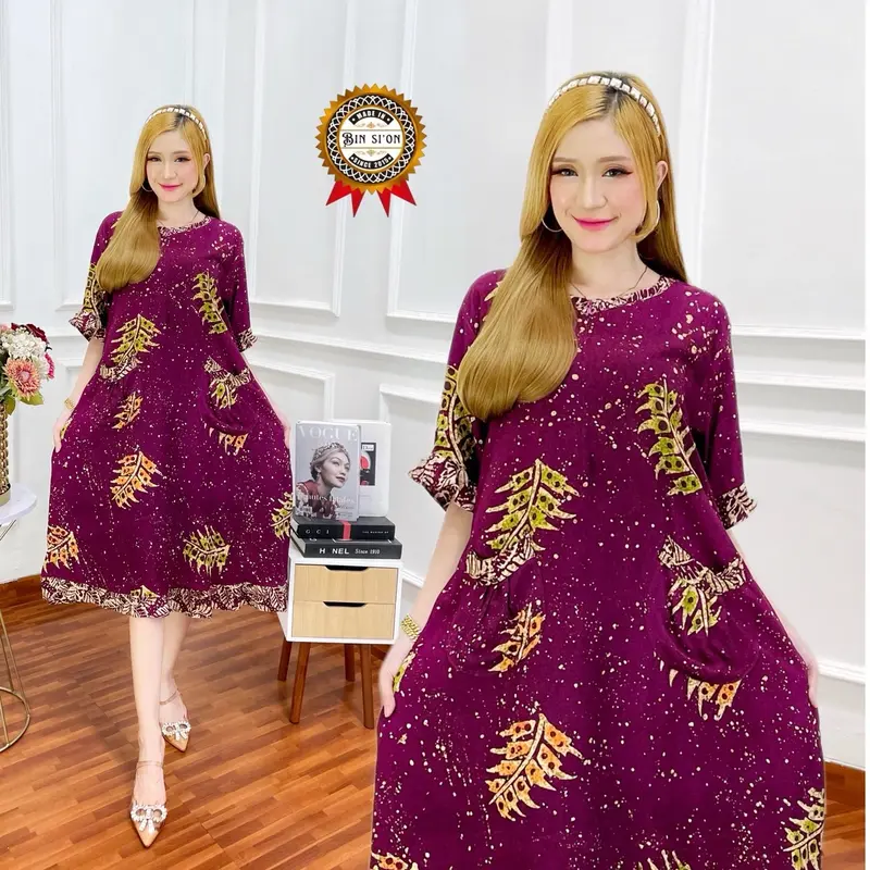 Daster Wanita Rayon Grade A Busui Resleting Depan Baju Tidur Daster Kekinian Batik Nyaman - Dress Wanita Bumil Lengan Pendek Motif Terbaru 2