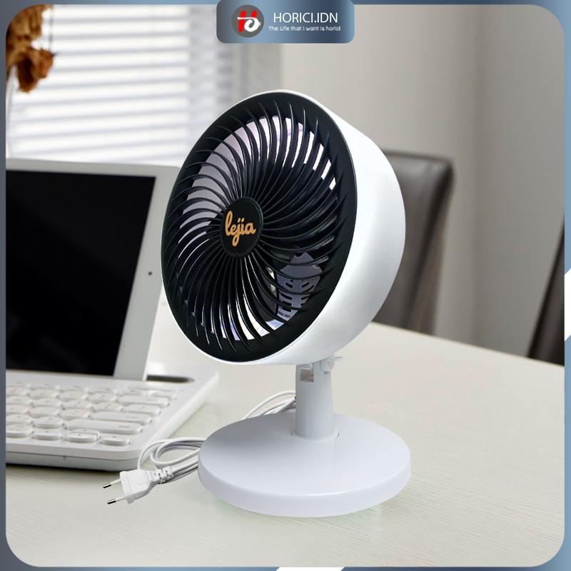 Kipas Angin Meja Duduk Listrik Desk Fan Putih Pink Baling Kabel 2