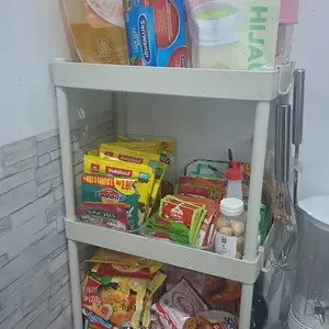 COD Rak Serbaguna Dengan Supercook Roda Rak Kamar Mandi Square Rak Persegi Dapur Plastik 4 Susun