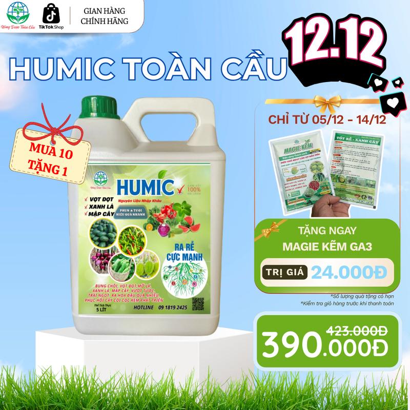 HUMIC Can 5 Lít Nông Dược Toàn Cầu – Phát triển rễ Vọt đọt Xanh lá Mập cây Cải tạo đất Tiết kiệm chi phí phân bón Tăng hấp thụ phân bón tron grau đạm cá cô đặc cay hữu phân bón mỹ phân bón tinh npk