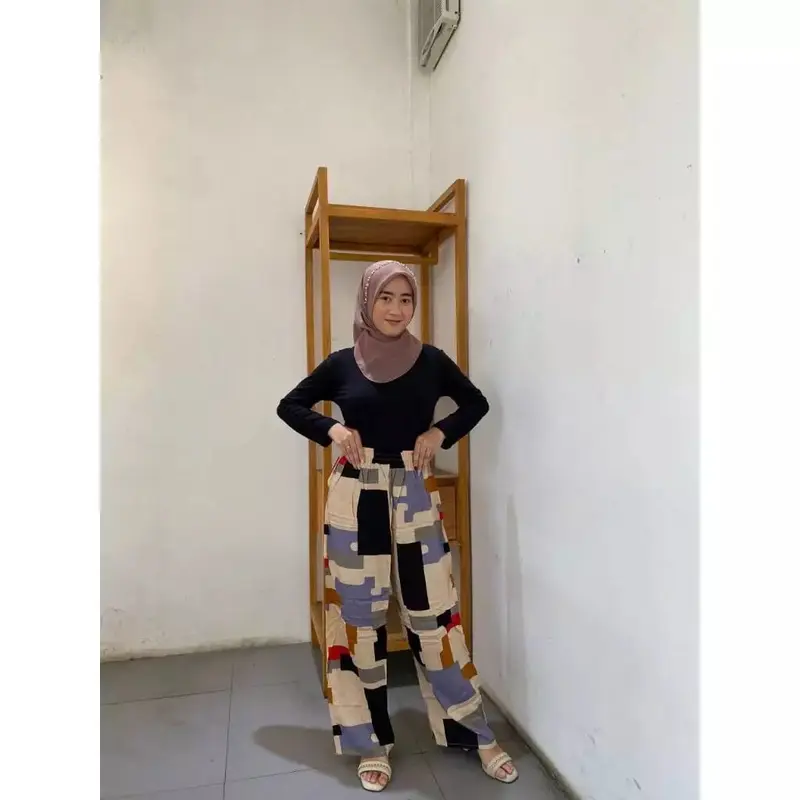 Celana Panjang Kulot Motif Bahan Premium Terlaris untuk Wanita dari Rayon 2