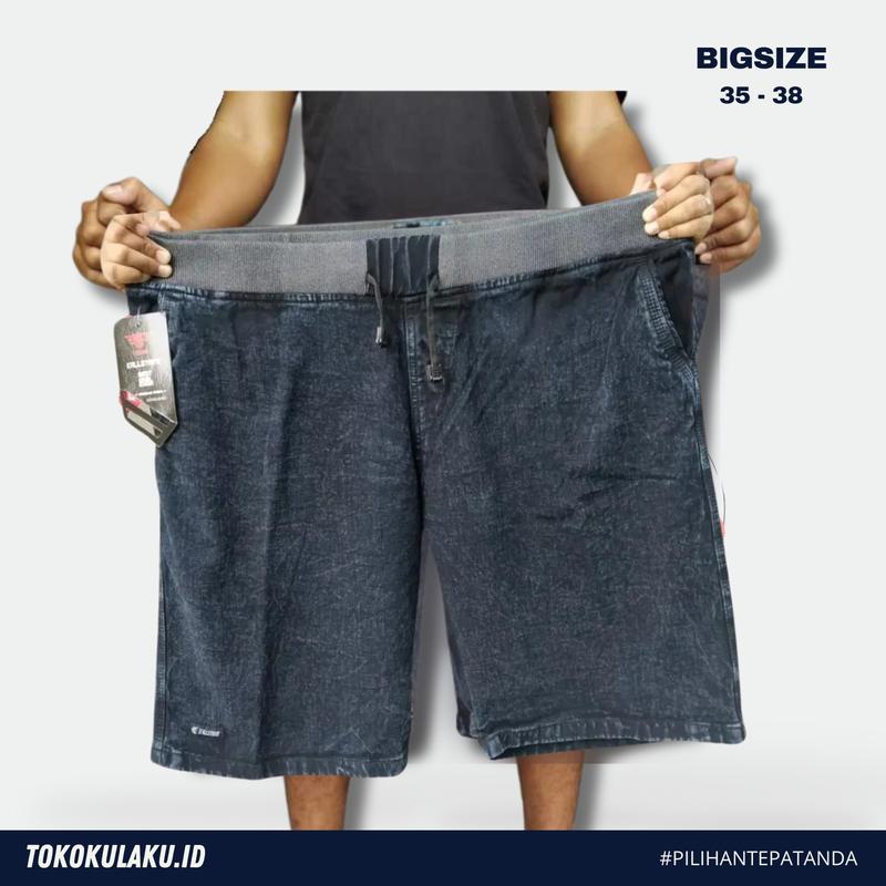 Celana Pendek Jeans Pria Big Size XXXL – 3PCS 100RB | Kolor Karet Tali | Model Distro Keren & Nyaman 8