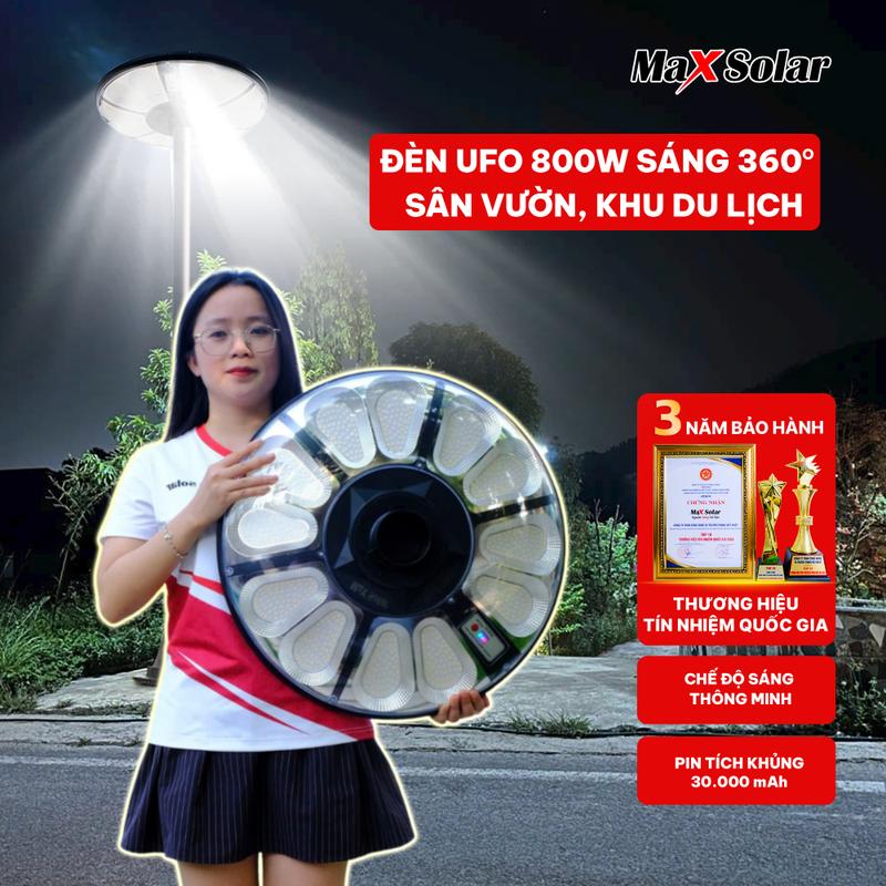  Đèn UFO năng lượng mặt trời Max solar công suất 800w M-UFO800W - Chiếu sáng 360 độ cảm biến chuyển động người qua lại 