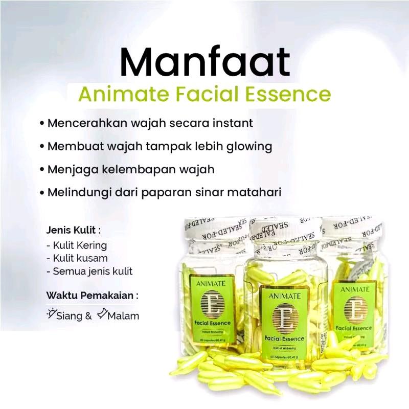 3 pcs ANIMATE SERUM WAJAH VITAMIN E [ ISI 60 KAPSUL]FACIAL ESSENCE Perawatan  Pencerah Muka dan Tubuh Hitam Mencerahkan Memutihkan 4