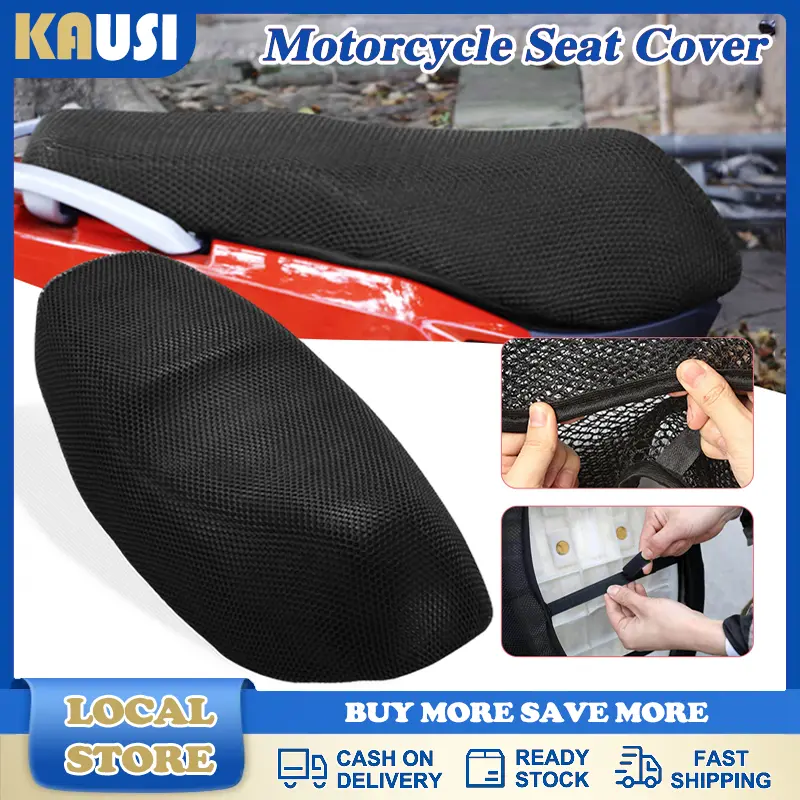 Motorcycle Seat Cover Universal Durable Breathable Anti-Slip Cushion Black Waterproof Anti-Scratch 3D Mesh Protector Cushion Electric Bike Seat Covers Motorbike Accessories