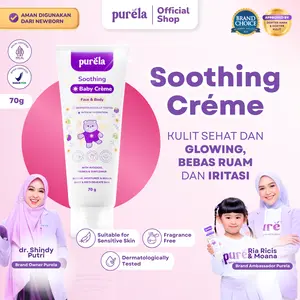 [BEST SELLER] PURELA Soothing Baby Crème (70gr) - Glowing Muka & Badan, Membantu Menghilangkan Ruam, Ruam Popok, Beruntusan, Biang Keringat, Sensitif, Beruntusan Pada Kulit Bayi - Dermatologist Tested - Cocok Untuk Kulit Sensitif Newborn dan Anak-Anak