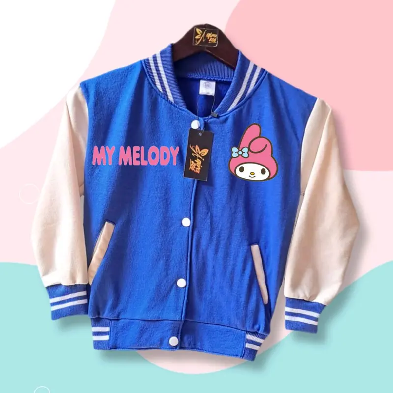 Jaket Varsity Anak Perempuan My Melody Pink Kece Usia 3 5 6 7 8 9 10 Tahun 4