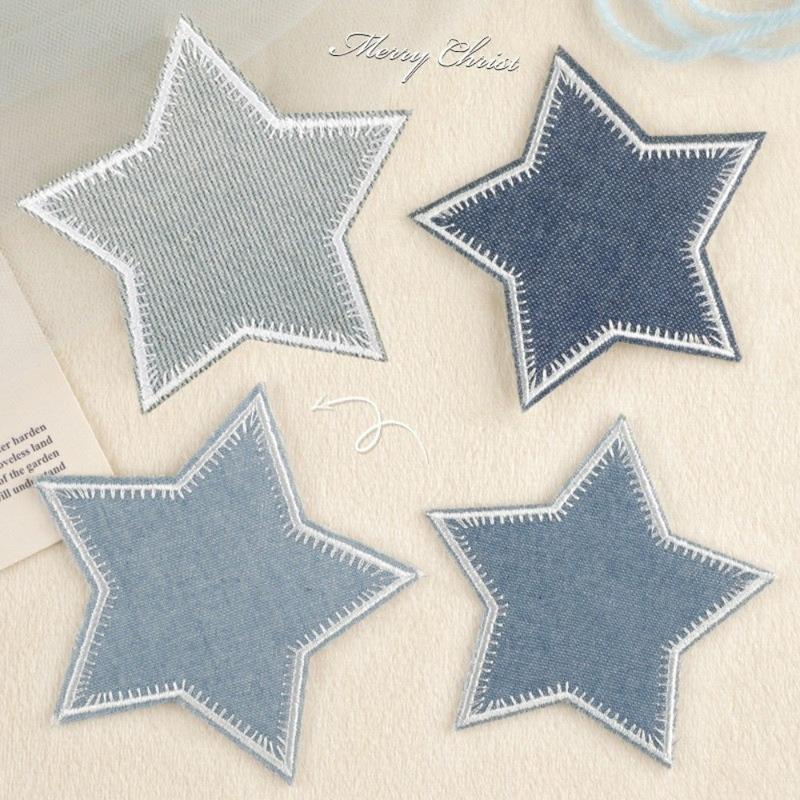 WEALTHORAA Dễ thương Hình dán ngôi sao Miếng dán ủi Miếng vá vải Vải Elbow Miếng vá vải denim Thiết kế ủi lên vải Keo nhiệt dính Miếng dán trang trí Sửa chữa quần jean