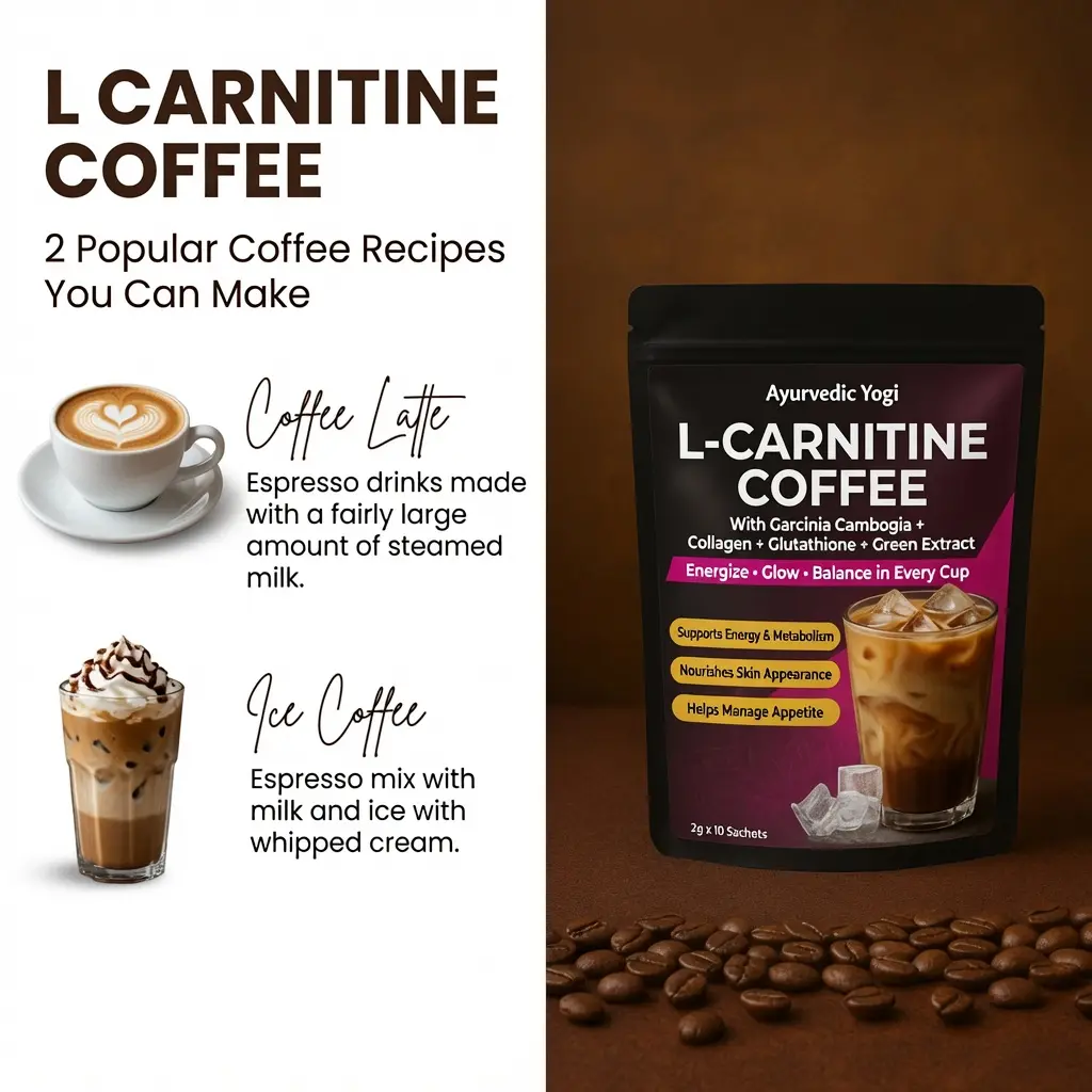 l carnitine with coffee L-Carnitine by Ayurvedic Yogi – Energy Support Coffee for Active Lifestyle Easy bruising Bismid Glutathione Maximum White quantity:10mg