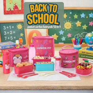 CPMxINDAH PUTRI PAKET LUNCH BOX 3 SET SERBA LENGKAP BISA PILIH WARNA Plastik Kids Kotak Best Selling