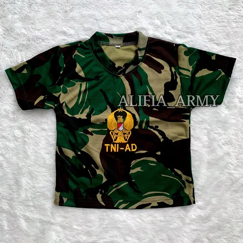 Setelan kaos anak tangan pendek loreng malvinaz || Satu setel kaos dan celana loreng army bahan dryfit kids unisex Bordir Fashion 4