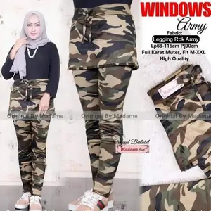 Celana Senam Legging Rok Loreng Army Wanita Outdoor Sport Bahan Katun Stretch Pinggang Full Karet Ukuran S-XXL Nyaman untuk Olahraga atau Sehari-hari