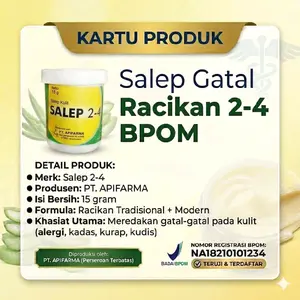SALEP GATAL BPOM 2-4 15 GR- Salep kulit  khusus Gatal,  Eksim,  psoriasis,  kudis, kudas