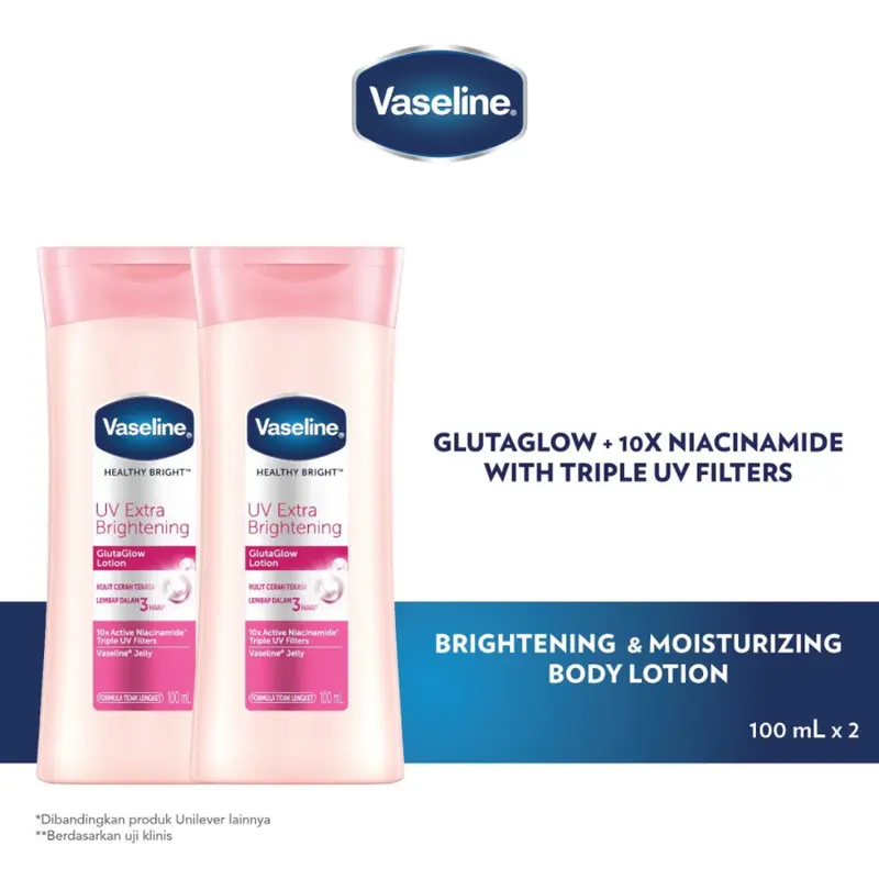 Vaseline Lotion Healthy Bright UV Extra Brightening 100ml Isi 2 0