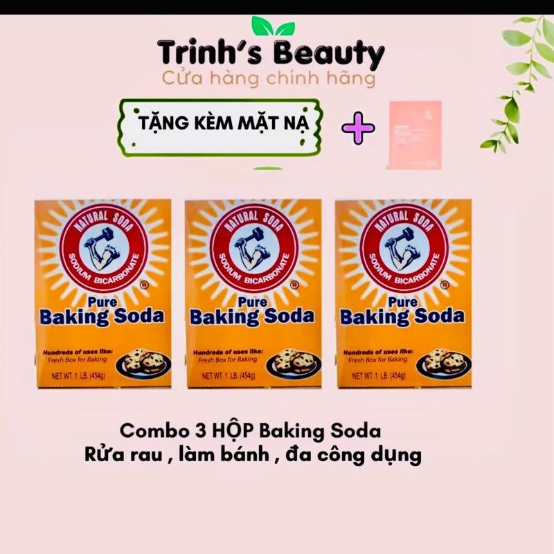 Combo 3 hộp  Bột đa năng Baking Soda bột nở , rửa rau , làm đẹp USA 454g Hạn sử dụng 2027