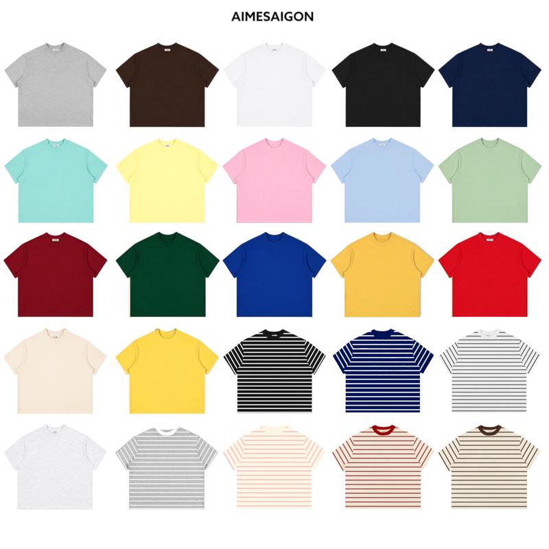 [TRƠN TAY NGẮN] Áo Thun Trơn Tay Ngắn Boxy Local Brand AIMÉ Basic Cotton 250gsm Form Rộng Cổ Tròn Unisex Nam Nữ - ATNTRON