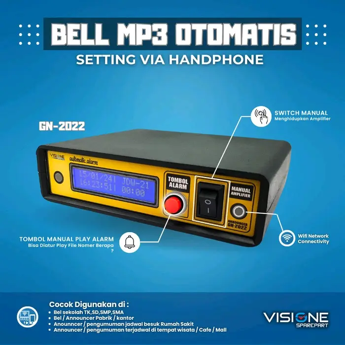 Bel sekolah otomatis Mp3 Wifi seting via handphone bel pabrik bel kantor otomatis Bluetooth 2