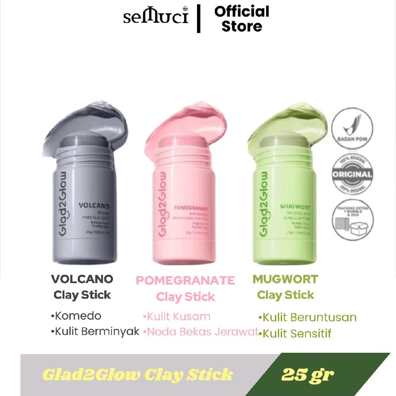 Glad2Glow Clay Stick Pomegranate | Mugwort | Volcano 25 gr Masker Acid Claymask mask g2g pembersih 0