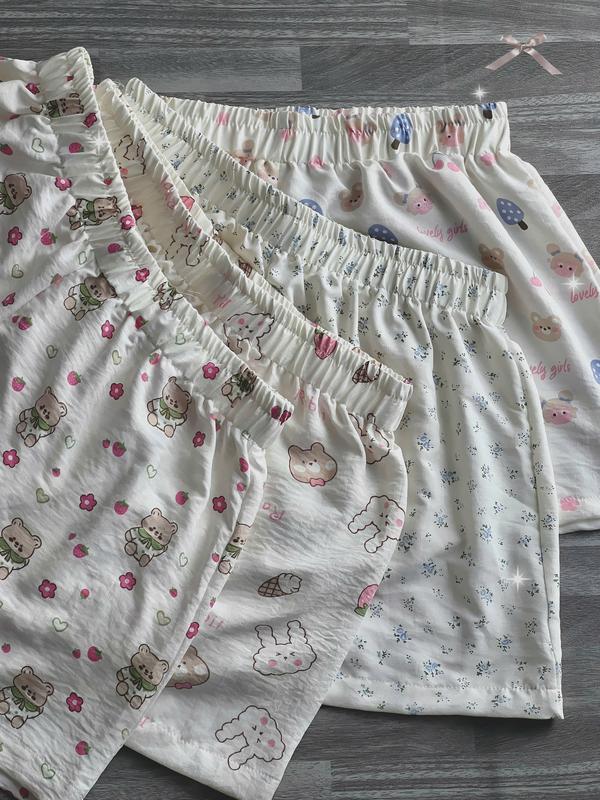 Quần đùi nữ chất đũi hàn phối họa tiết dễ thương thời trang mùa Hè bigsize 90kg - Miabigsize