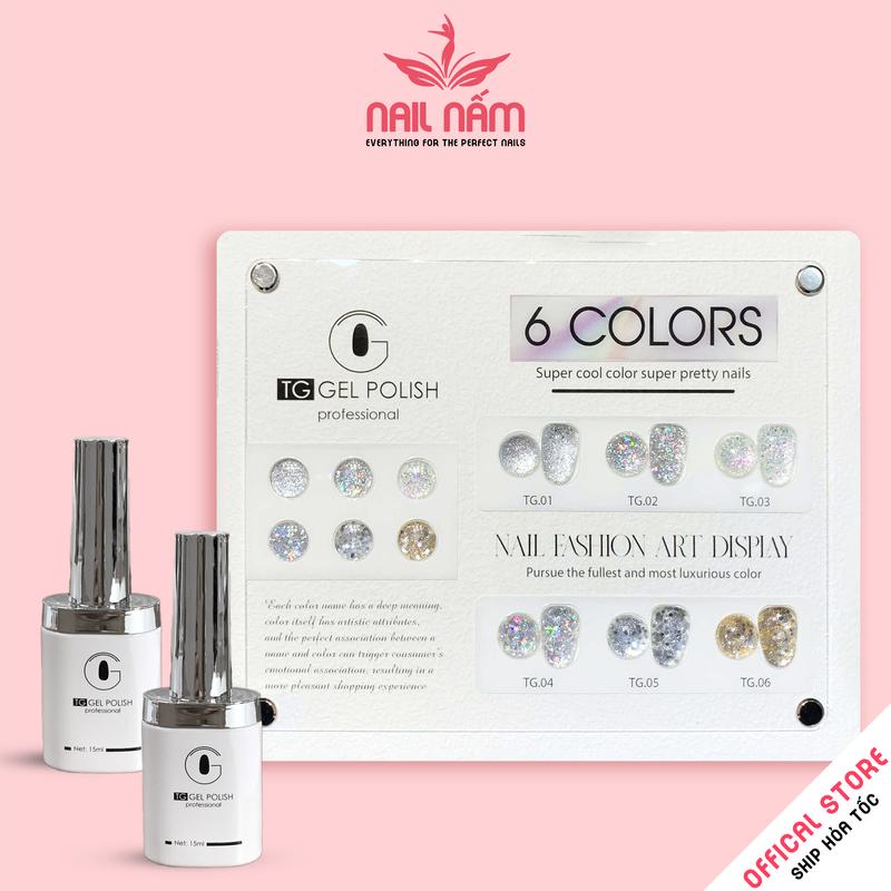 Set sơn gel nhũ kim tuyến 6 màu TG