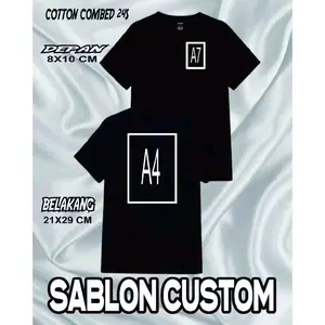 Koas  Katun Combed 24s  Hitam Custom Gambar DTF Premium Bebas Sesukamu