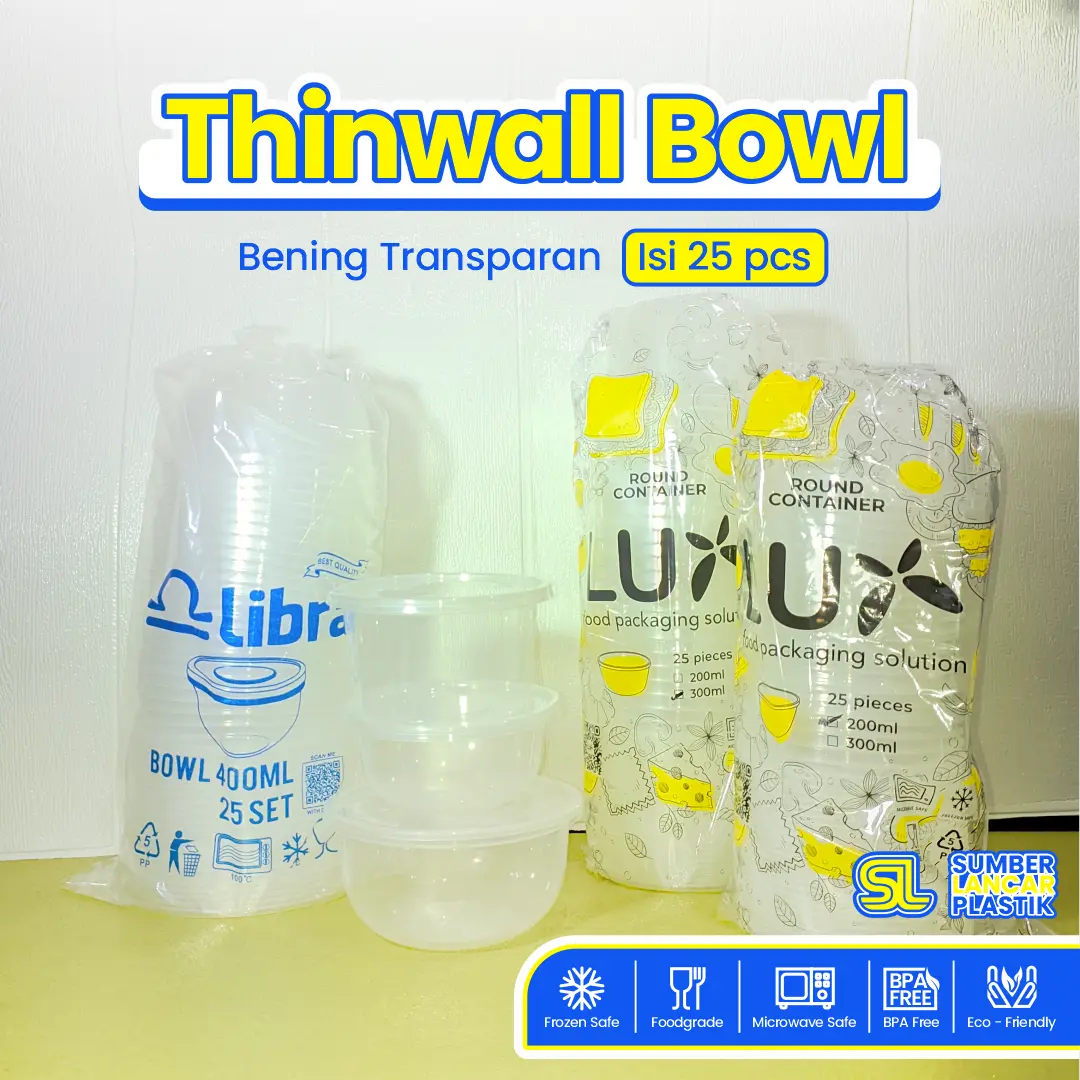 LUX Thinwall Bowl/Bulat [ISI 25PCS] 200ml 300ml 400ml Food Grade | Mangkuk Bulat Plastik | Food Container