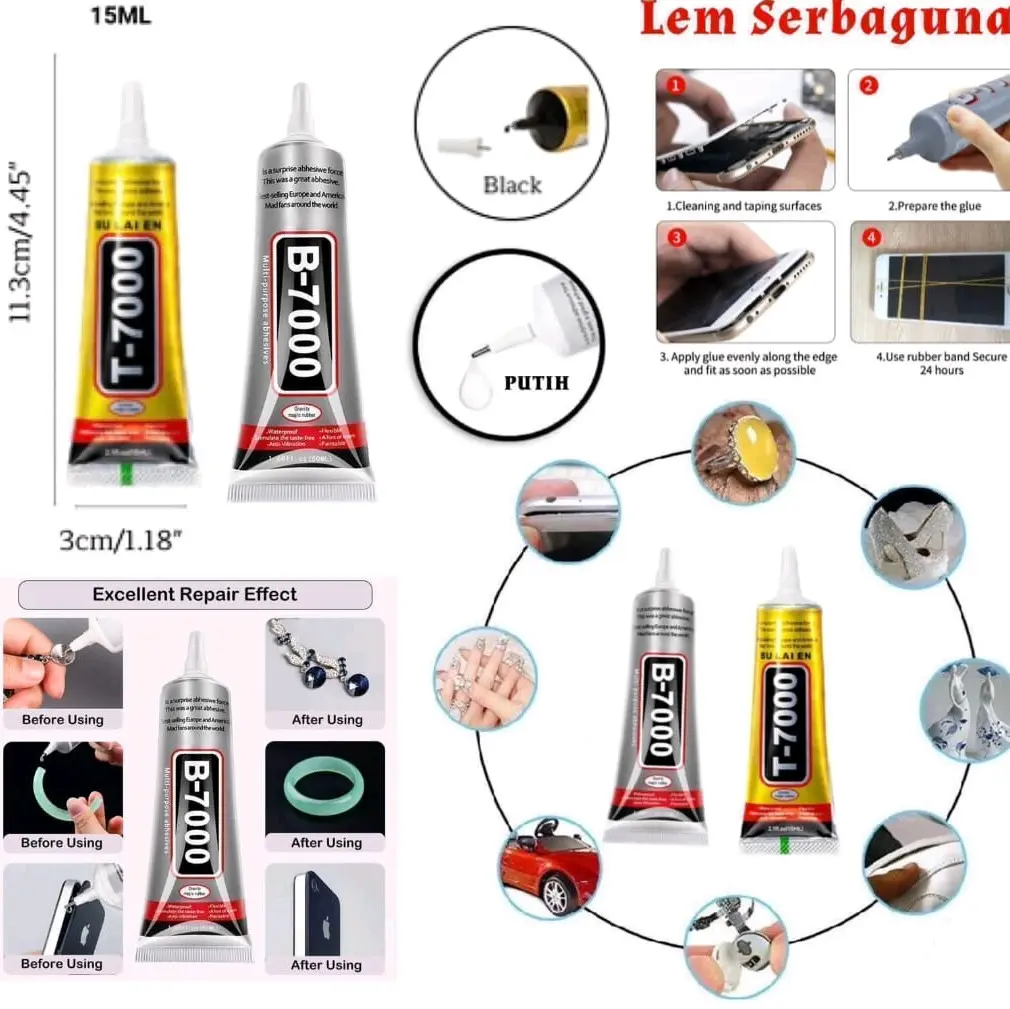 Lem Lcd Serbaguna 15mil* • Lem Lcd 15mil T-7000 (Hitam • Lem Lcd 15mil B-7000 Bening