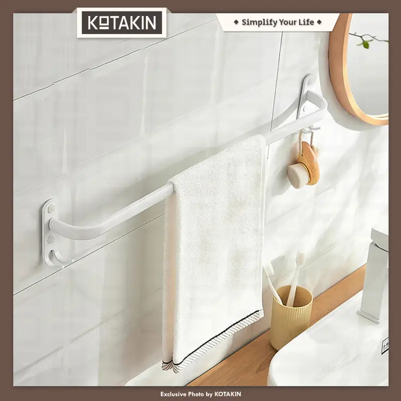 Rak Gantung Jemuran Handuk Dinding  1 Susun Towel Hanger Baju Kamar Mandi Besi Multifungsi 2