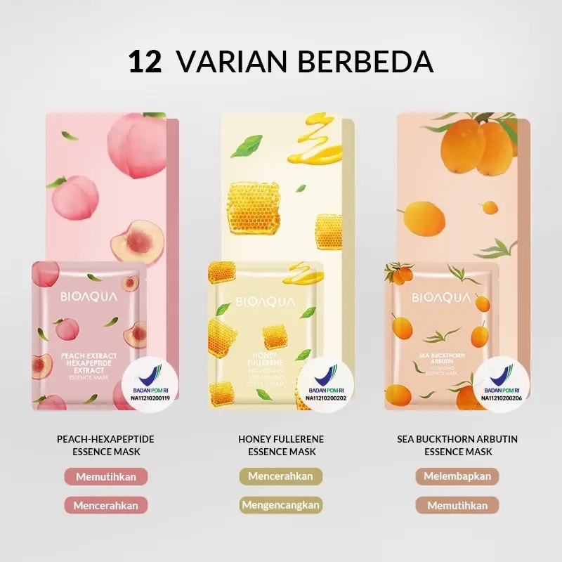 BIOAQUA SHEET MASK facial sheet mask masker wajah fruit veggies cereal biji essence SHEETMASK bio aqua BioAqua cosmetics buat sayuran sereal 25ml brightening moisturizing skin care anti aging fruits veggie 1