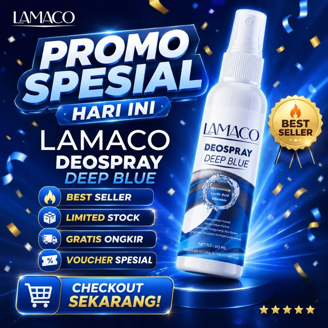 Lamaco Deodorant Spray Pria Deep Blue 60 ml - Tawas Niacinamide Anti Bau Ketiak - Segar Maskulin - BPOM NA18250901046
