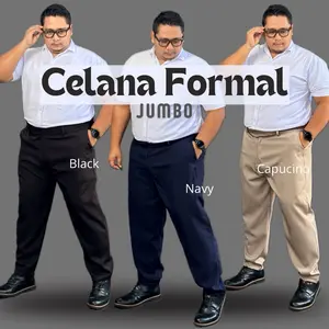 Celana Panjang Kerja Formal Jumbo Pria Slimfit Stretch Karet
