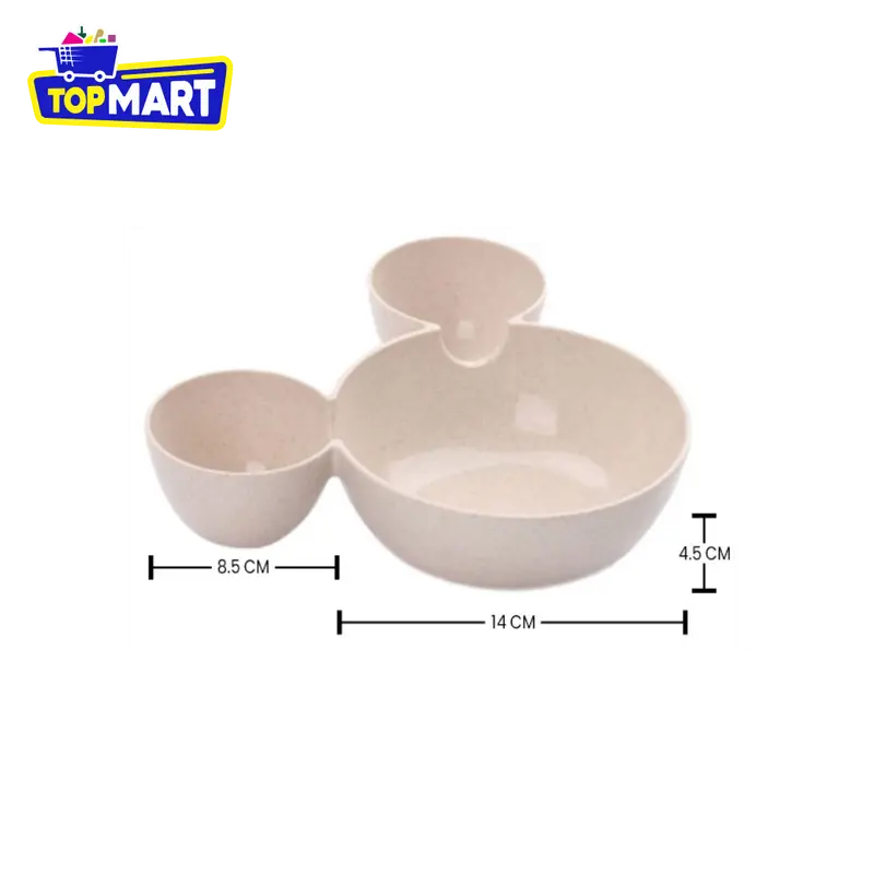 TOPMART - Mangkuk Piring Anak Motif Mickey PP Food Grade / Peralatan Makan Anak Bentuk Kartun Bahan Jerami 8
