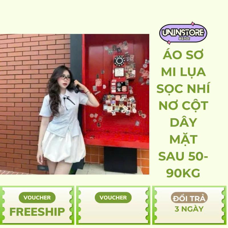  Áo sơ mi lụa sọc nhí nơ cột dây mặt sau thời trang nữ freesize 50 - 90kg - Un In Store Bs041 