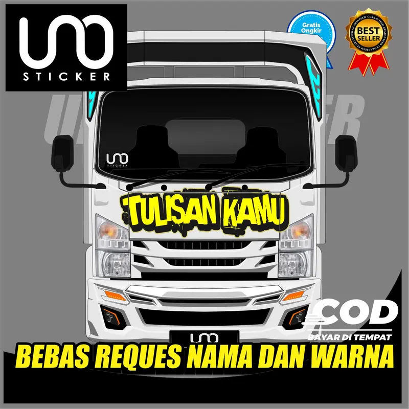 JUAL STICKER TULISAN KABIN BAGIAN DEPAN ( TERLARIS )TRUCK ISUZU ELF GIGA CAR 4