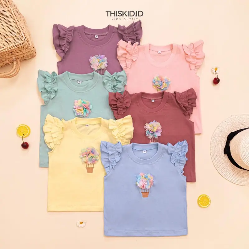 YUKI TOP || atasan kaos anak bahan catton combed 30's usia 1-6 tahun 1