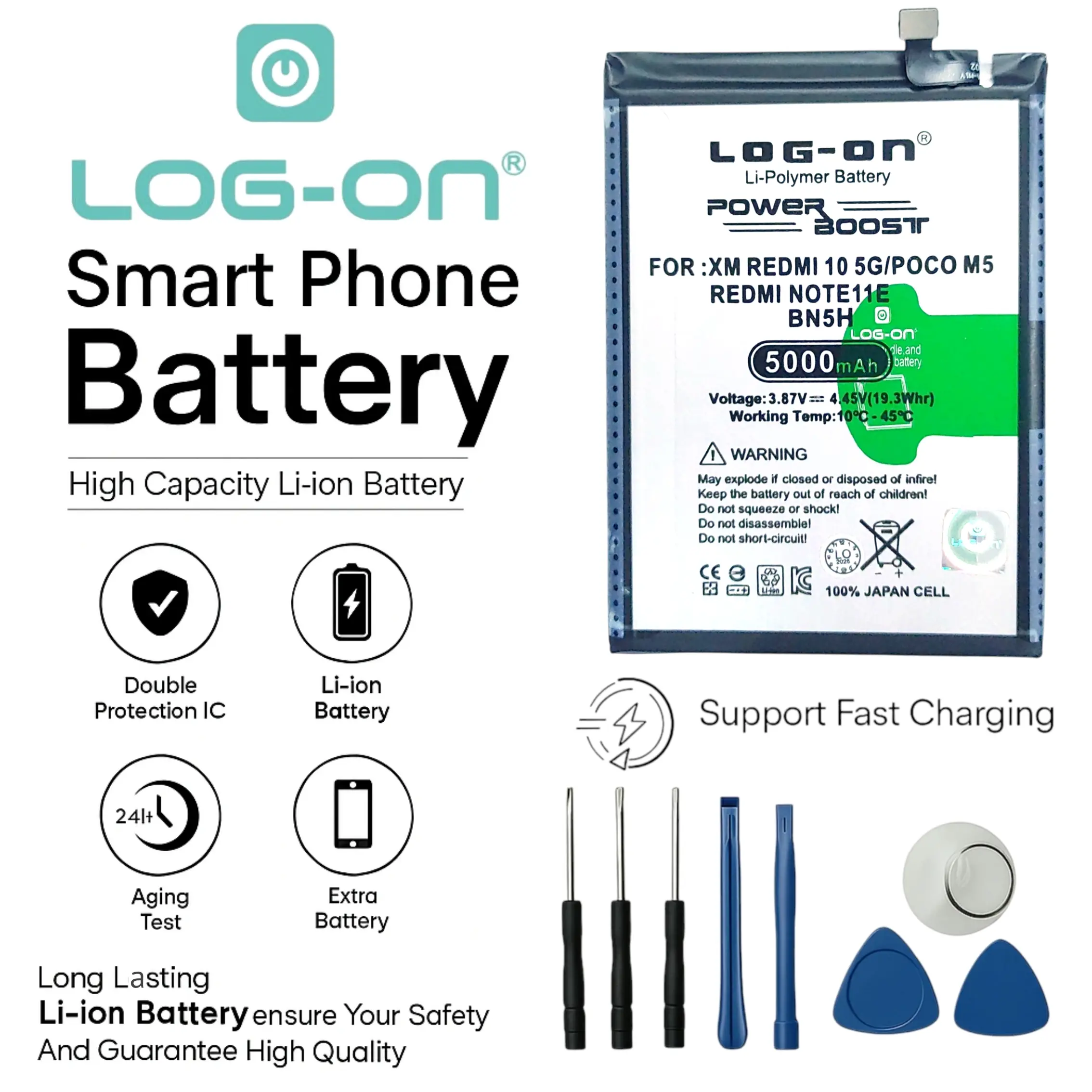 baterai Log on BN5H Untuk Xiaomi Redmi 10 5G / Redmi Note 11E / Poco M5 BN-5H 5000mAh Original 1 Tahun Garansi Battery Batre