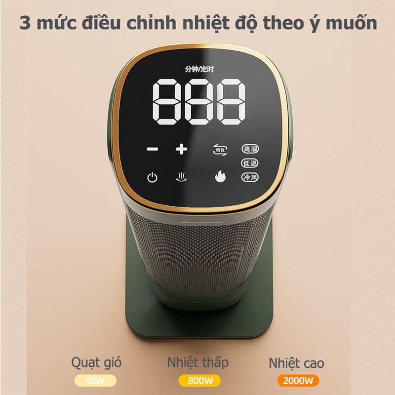 Quạt sưởi gốm Qcooker，máy sưởi cây CÔNG SUẤT LỚN 2000W sưởi gốm，PTC Ceramic không khô da 5