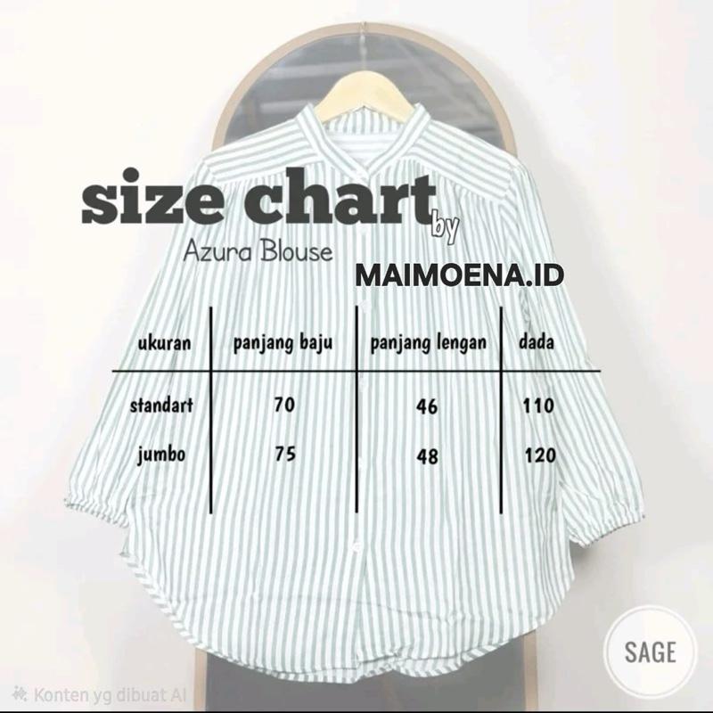 Azura Blouse - Kemeja Wanita Salur Terbaru Korean Look Basic Casual - Baju Atasan Wanita Garis Bahan Katun Lengan Panjang