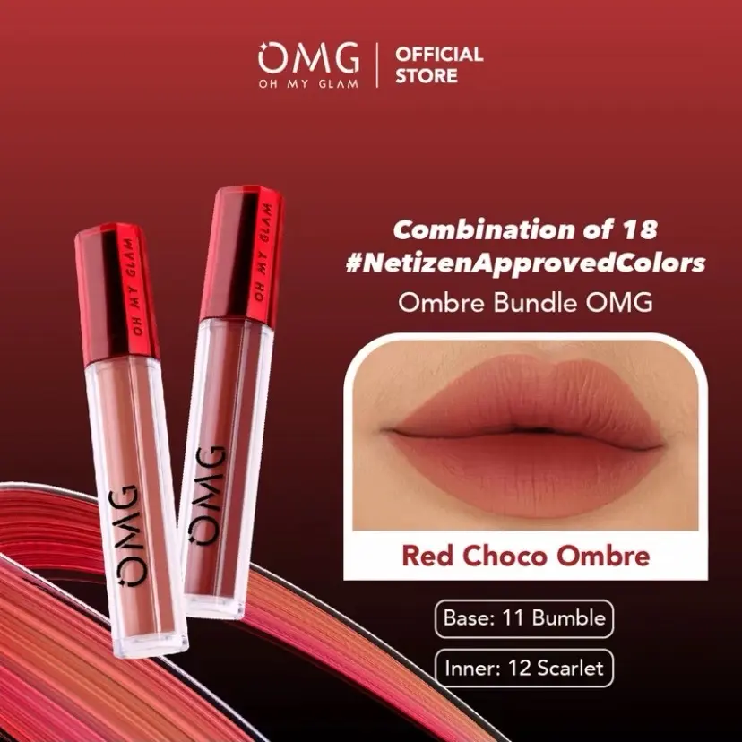 OMBRE OMG LIPCREAM NO 11 BUMBLE & NO 12 SCARLETT Waterproof