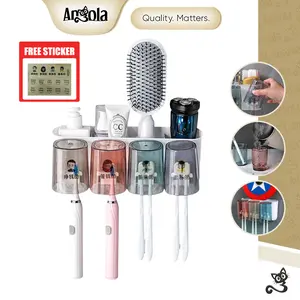 ANGOLA Rak Sikat Gigi Tempel Dinding Gratis Gelas Kumur D72-D74 Tooth Brush Rack Anti Bor