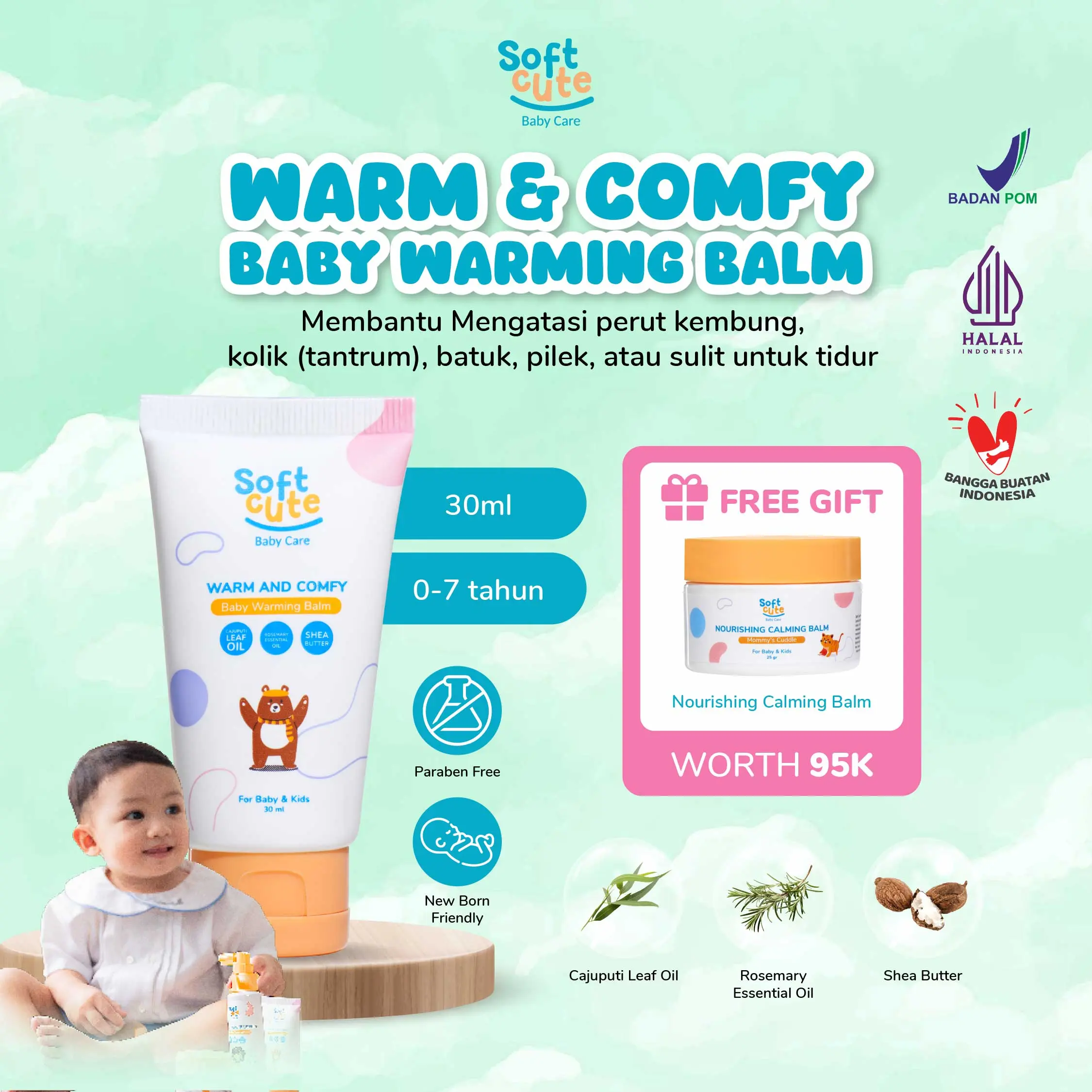 [FREE PRODUCT] Soft Cute Warm & Comfy Baby Warming Balm | Krim Penghangat dan Pereda Flu, Kolik, dan Kembung