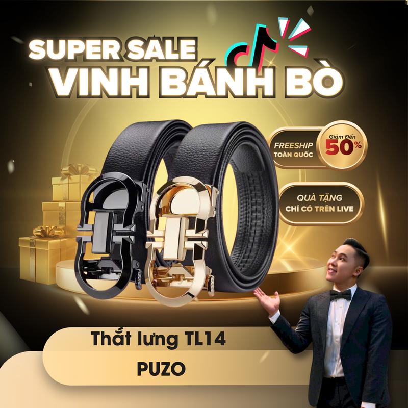   VINHBANHBO x PUZO   Thắt Lưng Nam PUZO Da Pu Cao Cấp  Khóa Tự Động Hợp Kim Không Rỉ Da Mềm Mại Không Bong Tróc TL14 