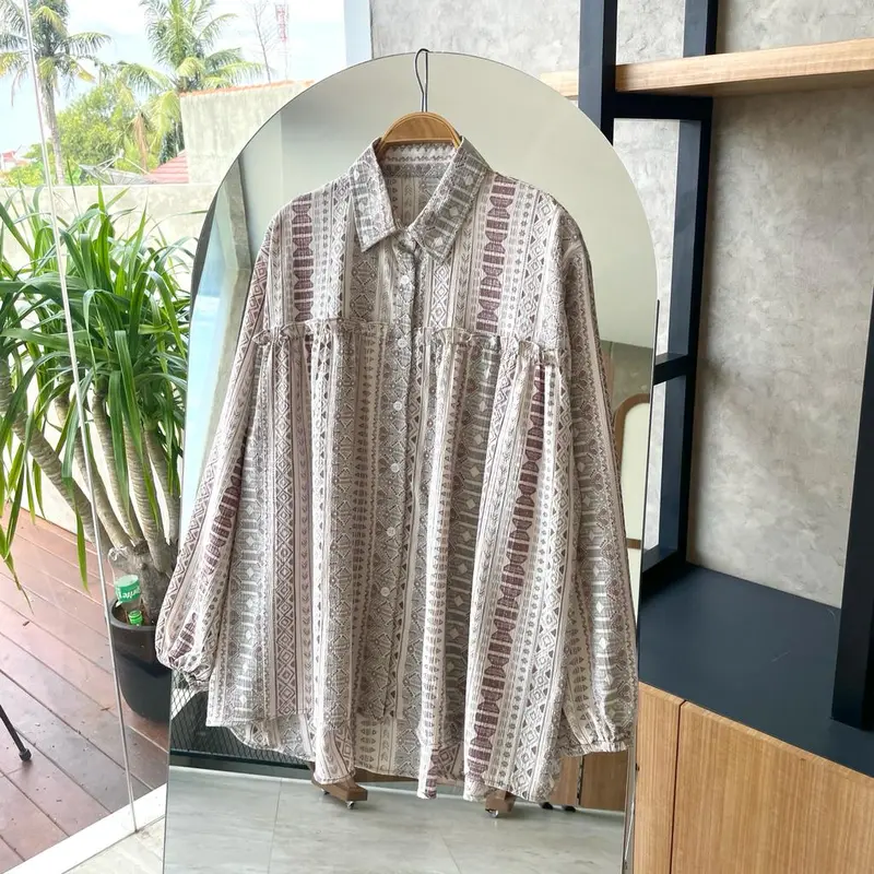 BY.HANA 548 | Kemeja Rempel  motif Atasan Panjang Wanita Variasi Baju Linen Flanel Crinkle 0
