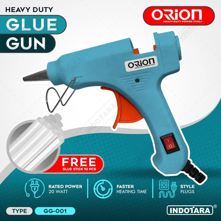 Alat Lem Glue Gun 20 Watt Orion - GG001 Free 10 pcs Glue Stick