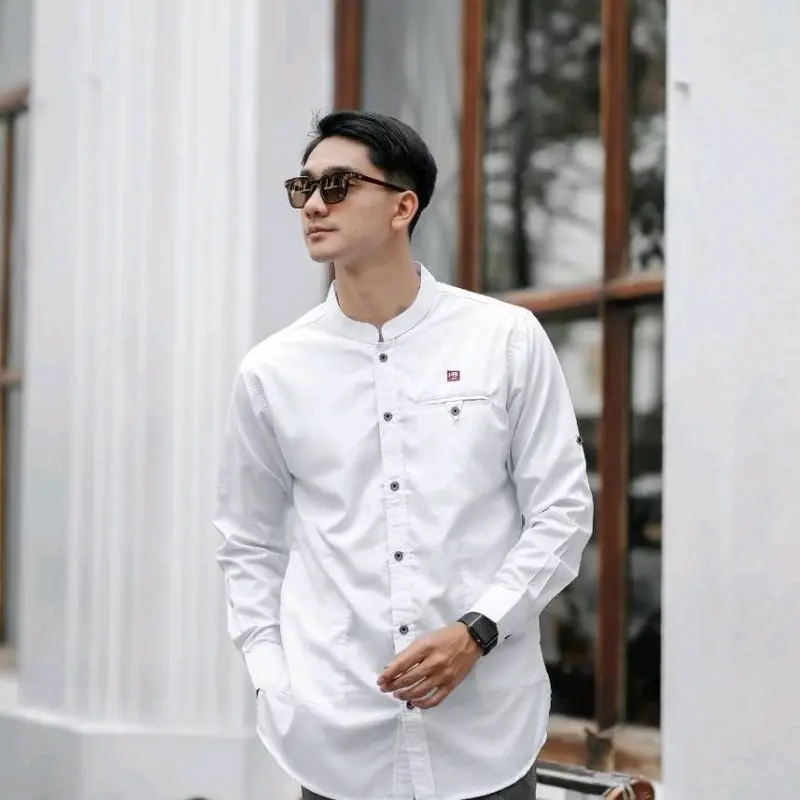 Baju koko lengan panjang warna putih baju muslim putih lengan panjang jumbo Qurta putih 1